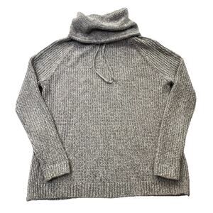 Athleta Borealis Cowl Neck Sweater MEDIUM Gray Viscose/Nylon/Merino Wool